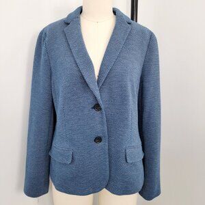 Talbots Textured Micro Herringbone Coneflower Blue Blazer Jacket Size 12